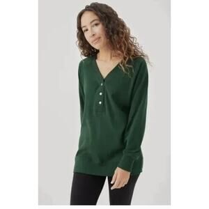 Pact Airplane Snap Button Tunic – Women's Small – Forest Green – 100% Org Cotton